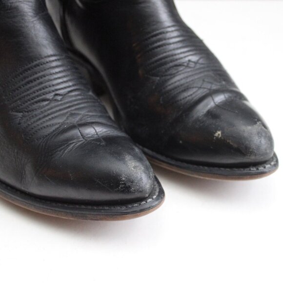 Heritage West VTG Black Western Cowboy Embroidered Leather Boots 5130 Size 8.5 - Picture 7 of 9